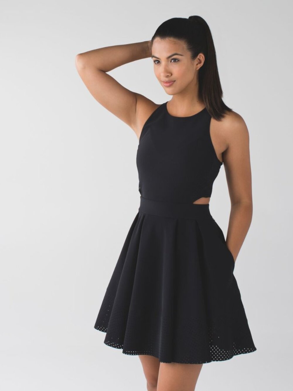Lululemon Away Dress Black Women's Size 4 Small Sleeveless Fit & Flare Pockets
